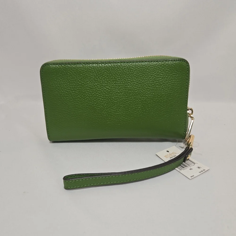 Michael Michael Kors Wristlets True Green LG Flat MF PHN Case Leather Wallet